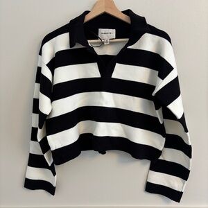 Industry Women's Black and White Striped Sweater
